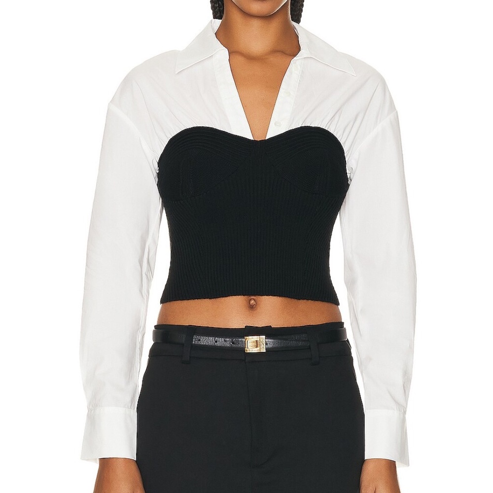 STAUD Hazel Top Size XS Long Sleeve Sweater Button Up